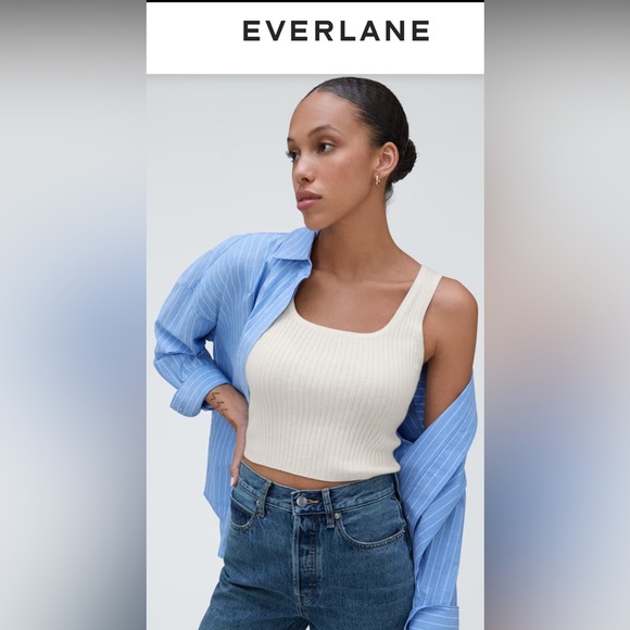 NWT (SET OF 2) Black & Off-White Everlane The Cotton Merino Cami (SOLD OUT)!!! - Picture 5 of 16